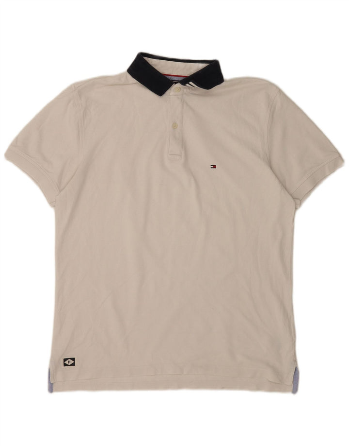 Tommy Hilfiger Herre Polo Shirt XL Hvid Bomuld