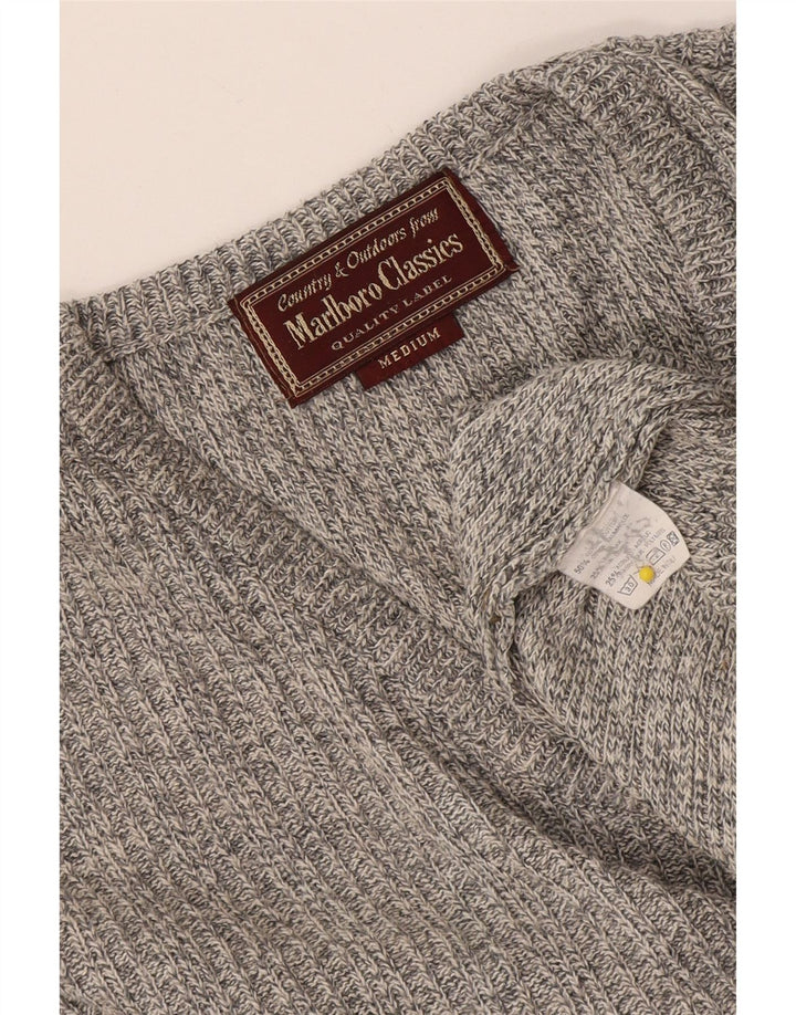 Marlboro Classics Herre V-hals sweater Medium Grey Flecked Bomuld