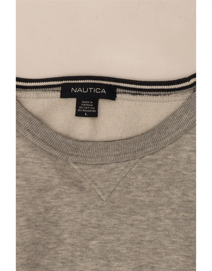 NAUTICA Sweatshirt til mænd, stor grå bomuld