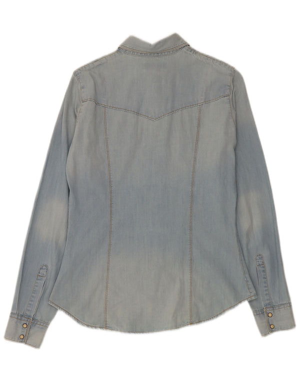 Guess Dame Denim Shirt UK 10 Small Blue Cotton