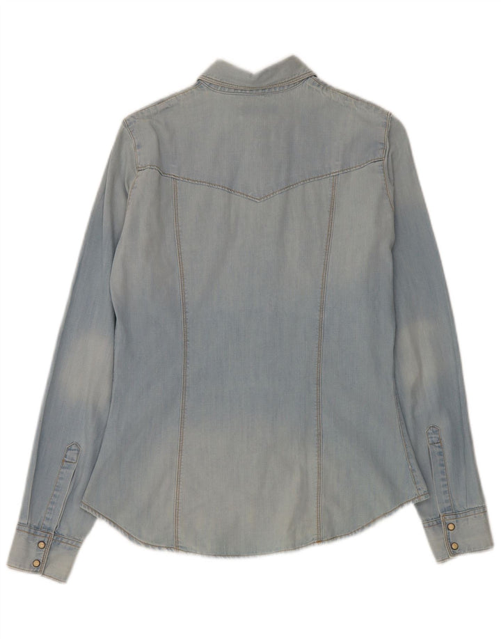 Guess Dame Denim Shirt UK 10 Small Blue Cotton