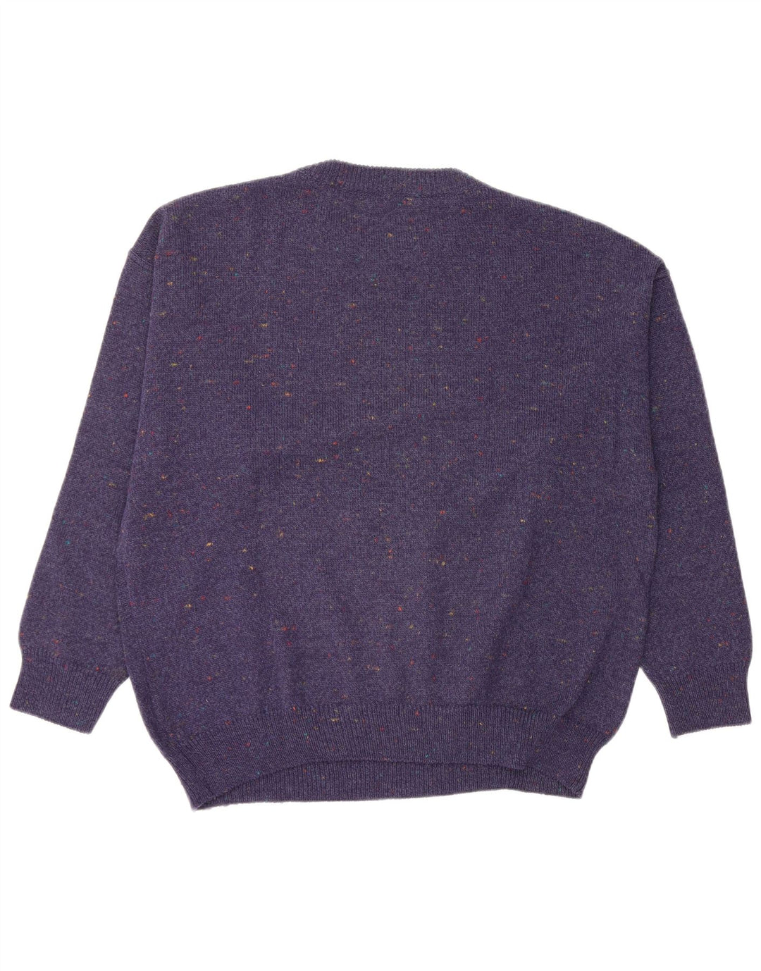 Vintage sweater med rund hals til mænd Medium marineblå geometrisk uld