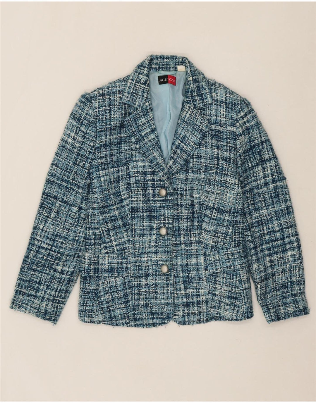 VINTAGE Womens 3 Button Blazer Jacket UK 14 Medium  Blue Flecked Vintage Vintage and Second-Hand Vintage from Messina Hembry 