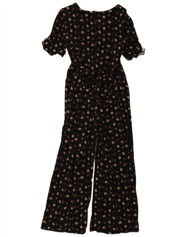 Oasis Dame Kortærmet Jumpsuit UK 14 Medium Black Floral