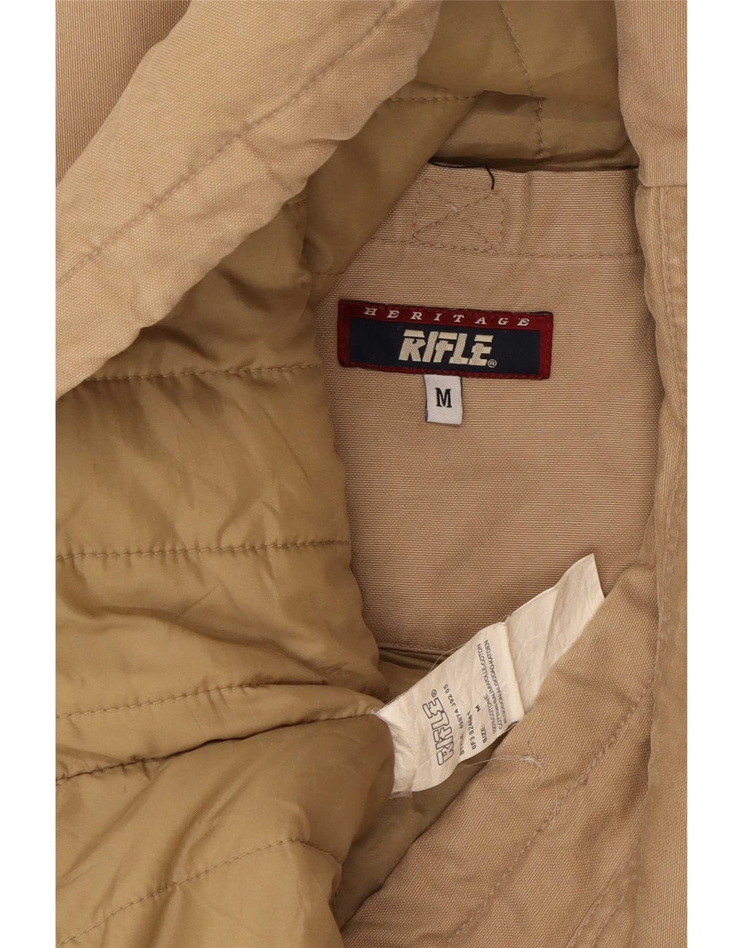 Rifle Herre Militær Polstret Frakke UK 38 Medium Beige Bomuld
