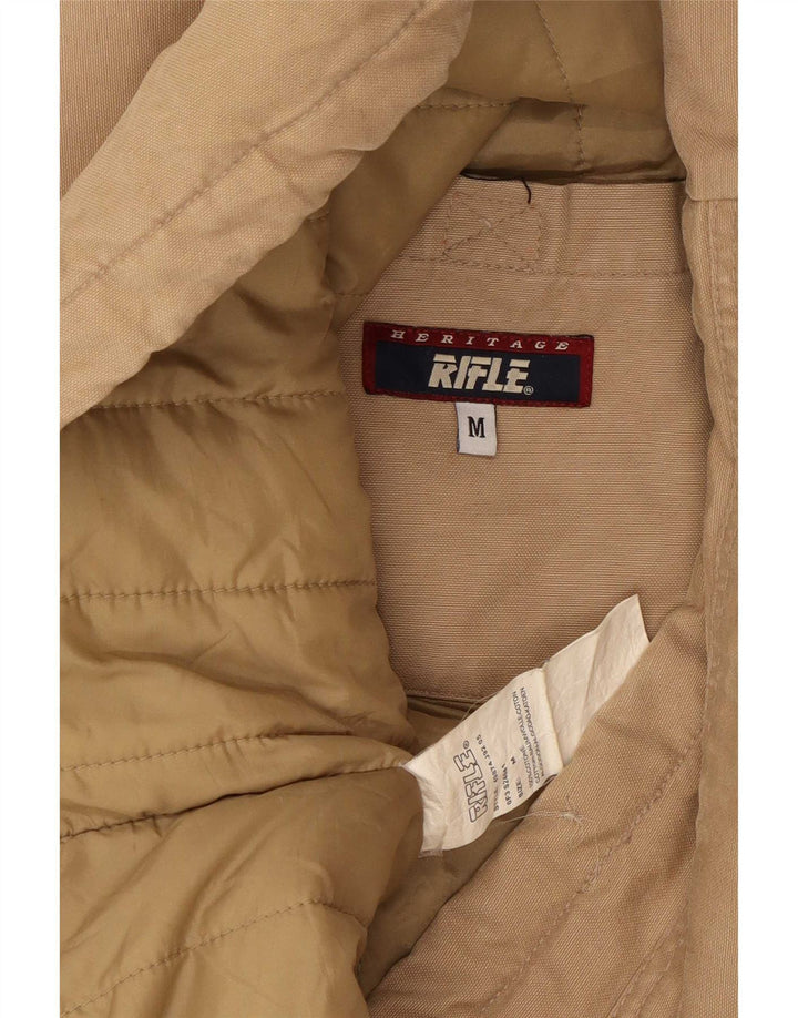 Rifle Herre Militær Polstret Frakke UK 38 Medium Beige Bomuld