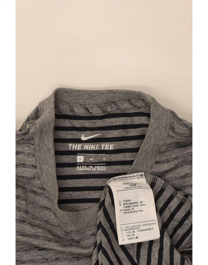 Nike T-shirt top mellem grå stribet bomuld til mænd