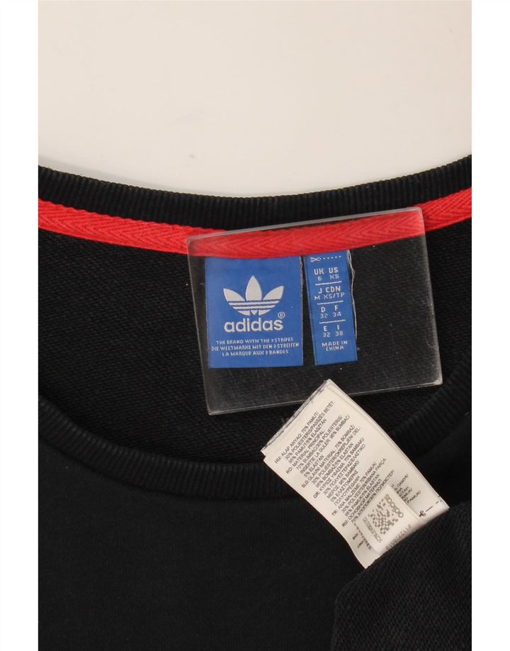 ADIDAS Grafisk Oversized Sweatshirt Jumper UK 6 XS Sort Stribet