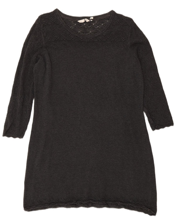 Fat Face Dame 3/4-ærmet Jumper Dress UK 14 Medium Grey Bomuld