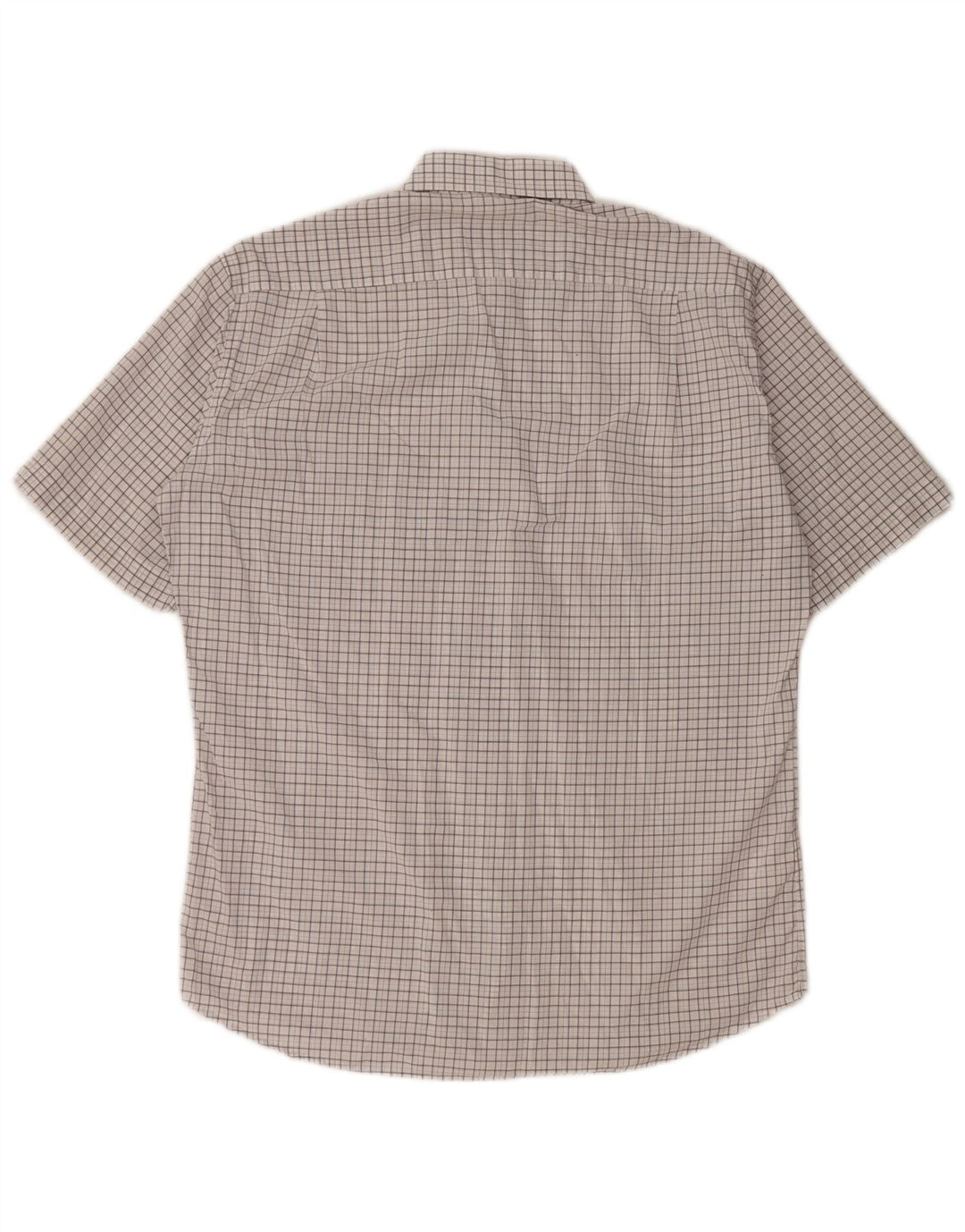 HUGO BOSS Kortærmet Herreskjorte Størrelse 40 15 3/4 Medium Hvid Ternet Bomuld