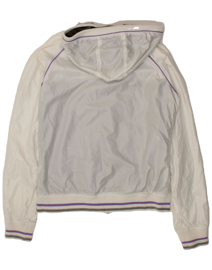 CHAMPION Womens Hooded Tracksuit Top Jacket UK 12 Medium White Polyester Vintage Champion and Second-Hand Champion from Messina Hembry 