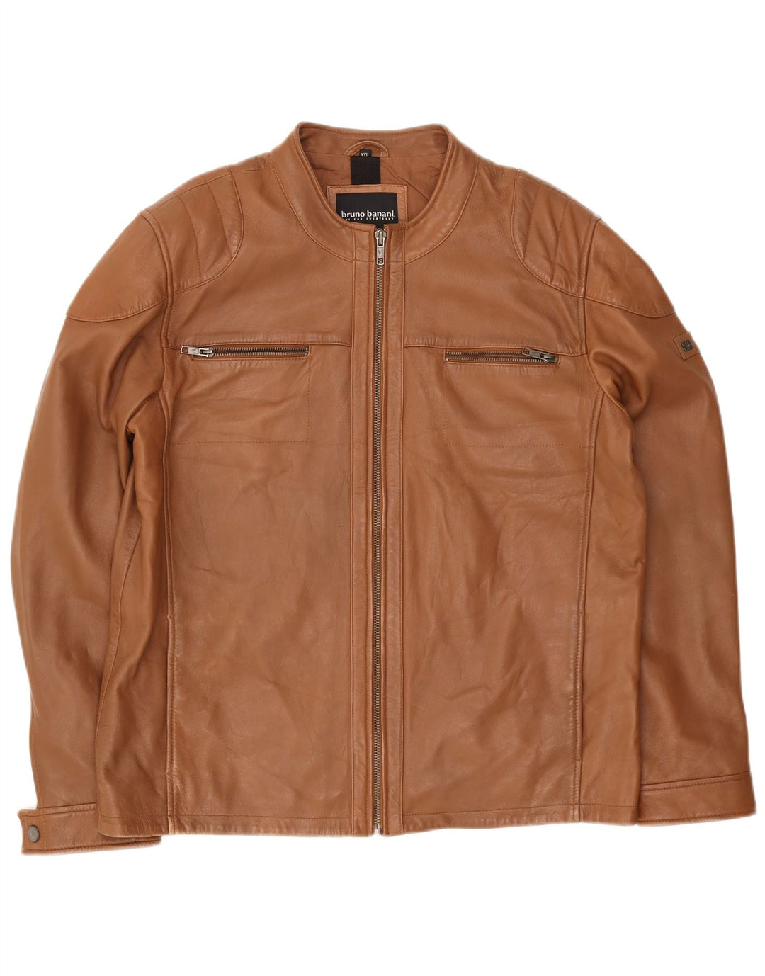 Bruno Banani Herre Læder Biker Jacket UK 44 2XL Brun