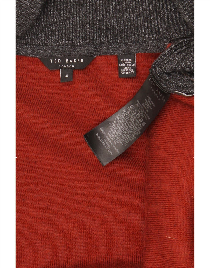 TED BAKER Herre cardigan sweater str. 4 Large Grå polyester