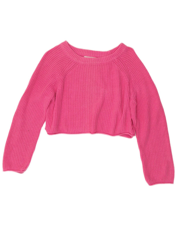 Zara Girls Crop Oversized Boat Neck sweater 11-12 år Pink Bomuld
