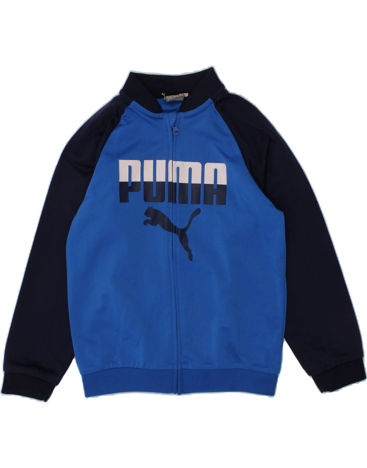 PUMA Boys Graphic Tracksuit Top Jacket 3-4 Years Blue Colourblock Vintage Puma and Second-Hand Puma from Messina Hembry 
