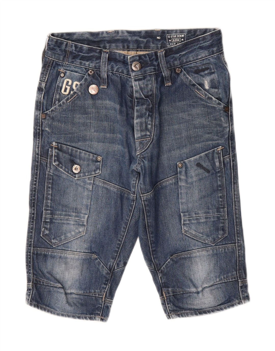 G-STAR Mens Graphic Cargo Shorts W27 XS Blue Cotton Vintage G-Star and Second-Hand G-Star from Messina Hembry 