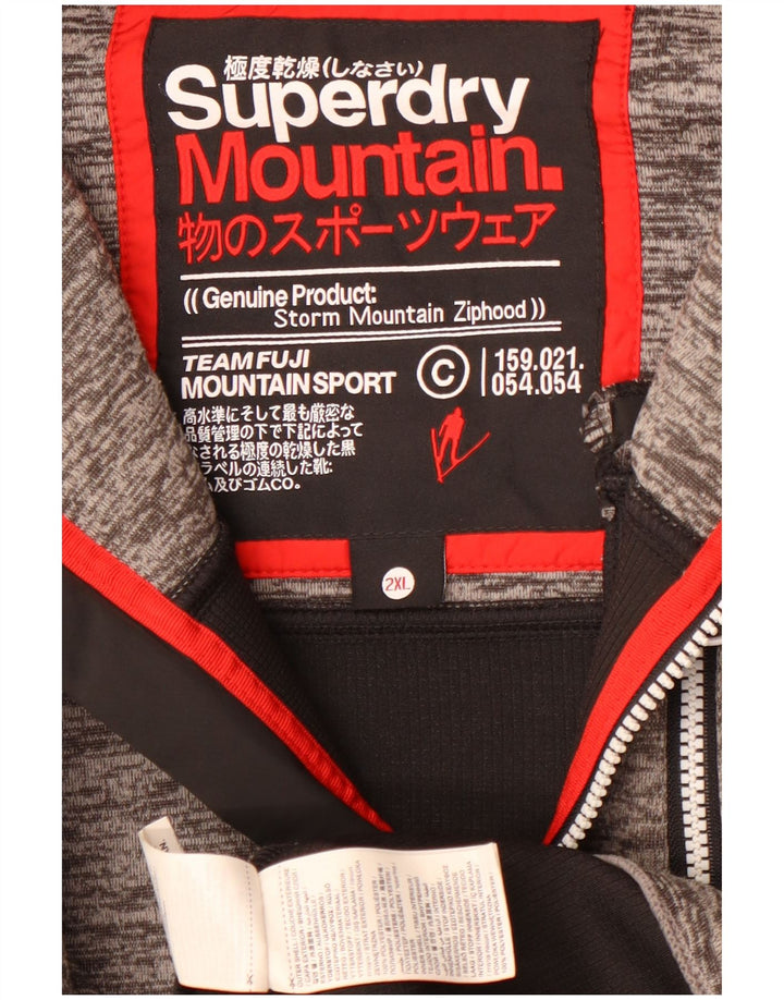 Superdry Hættetrøje med lynlås til mænd 2XL Grå Colourblock Polyester