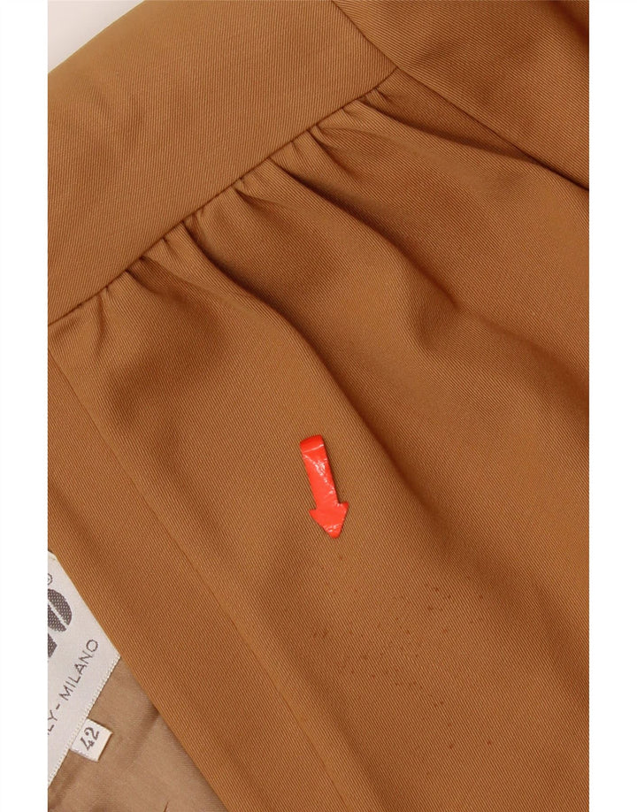 Vintage dame 3-knaps 3/4-ærmet blazerjakke IT 42 Medium Brown Rayon