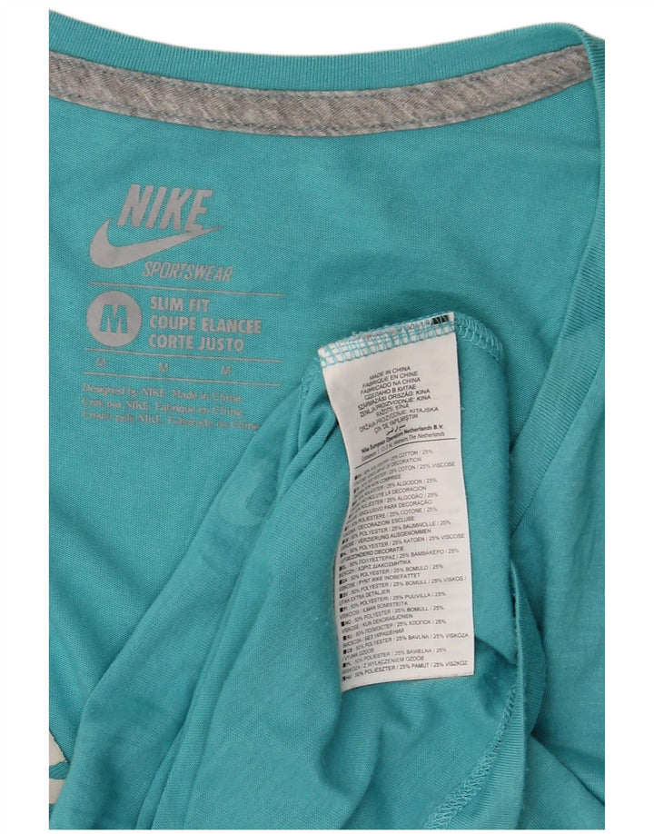 NIKE Slim Fit grafisk T-shirt top UK 12 Medium Blue Polyester