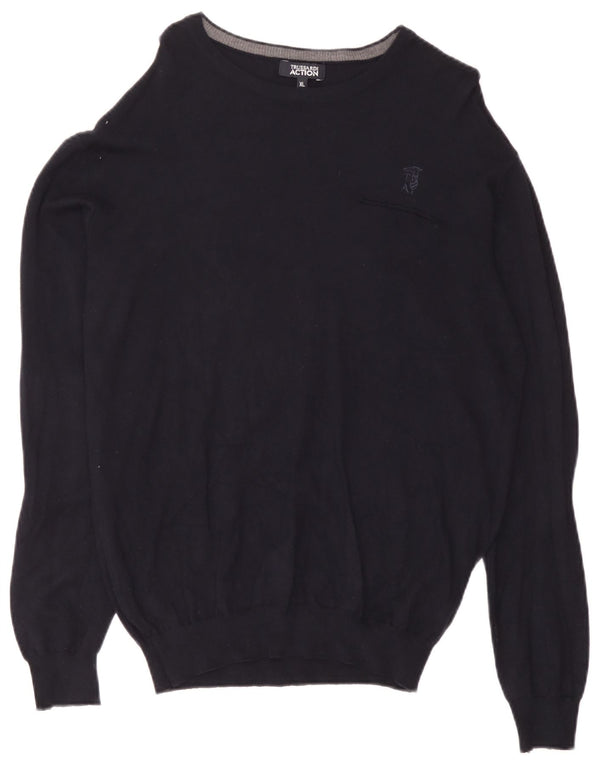 Trussardi Herre Boat Neck Jumper Sweater XL Navy Blue Viscose