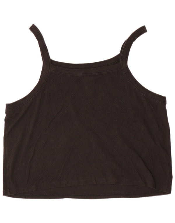 Adidas Dame Crop Cami Top UK 28/30 3XL Sort Bomuld
