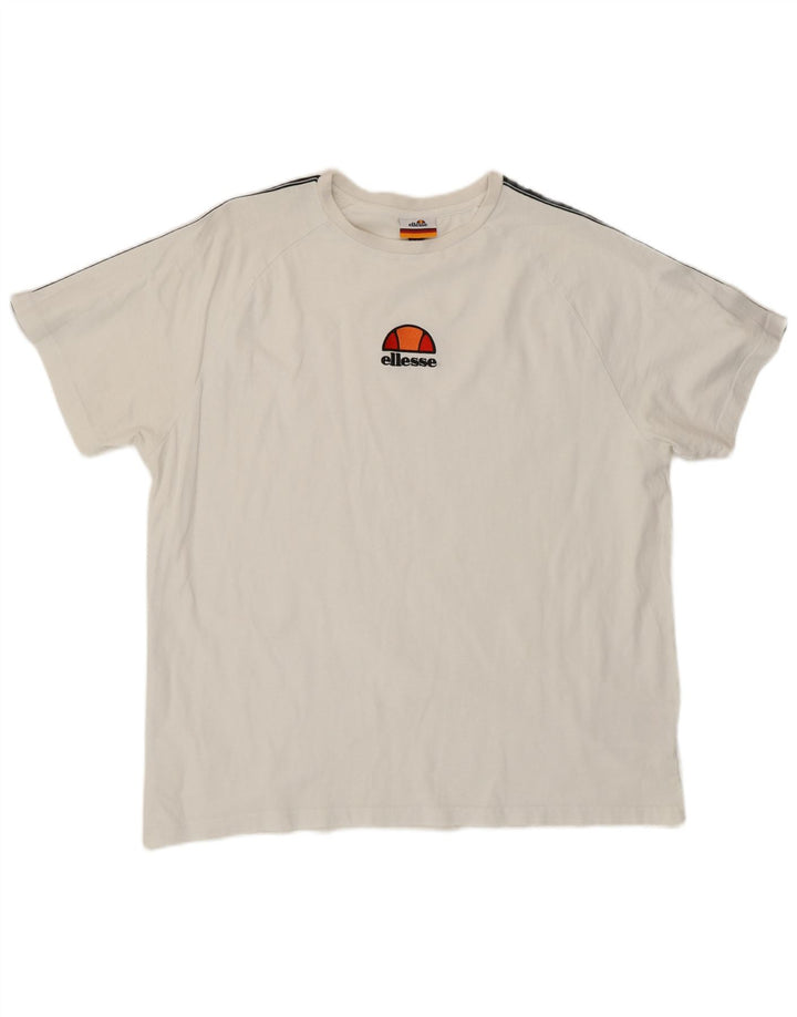 Ellesse Herre Grafisk T-Shirt Top Stor Hvid Colourblock Bomuld