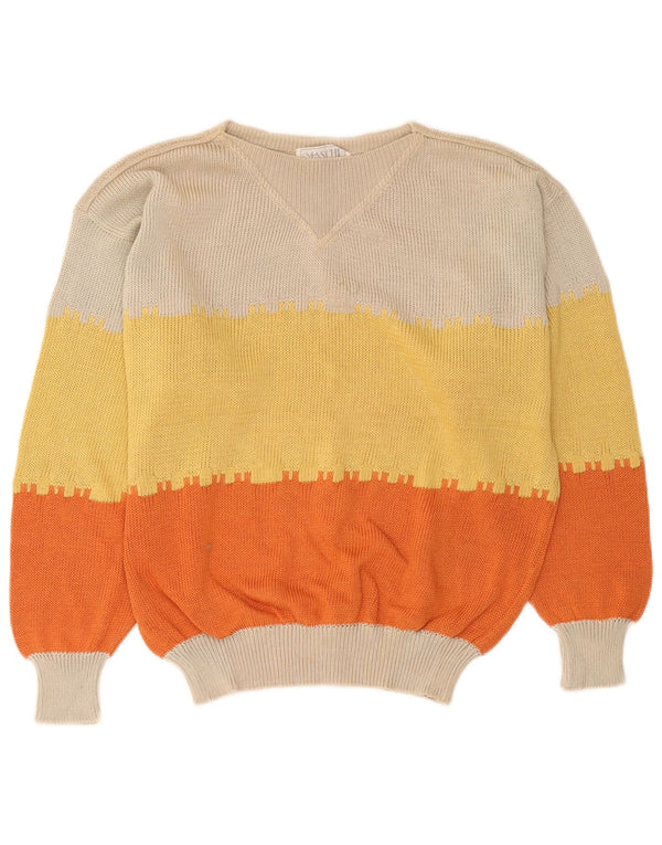 I Maschi Dame Boat Neck Jumper Sweater IT 48 XL Flerfarvet Colourblock