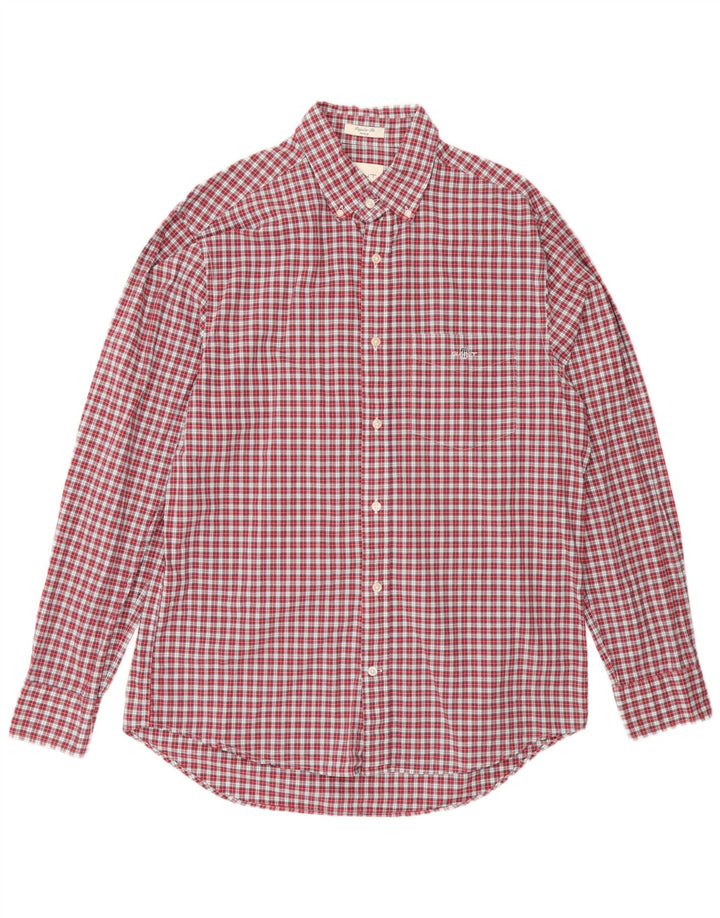 Gant herre Regular Fit skjorte størrelse 41/42 Large rød ternet bomuld