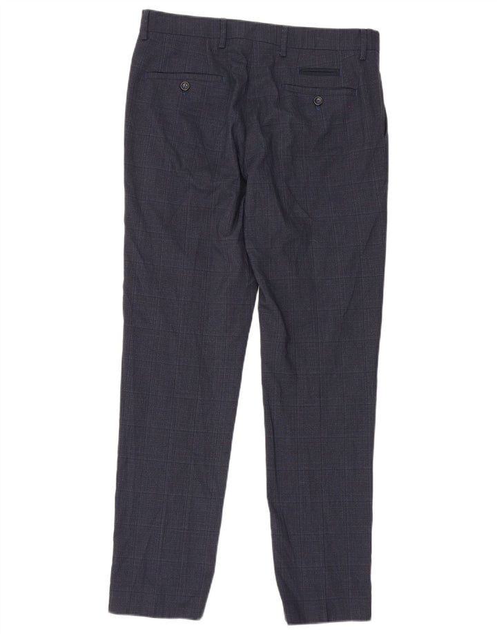 Penguin Herre Slim Suit Bukser W32 L30 Marineblå Ternet polyester