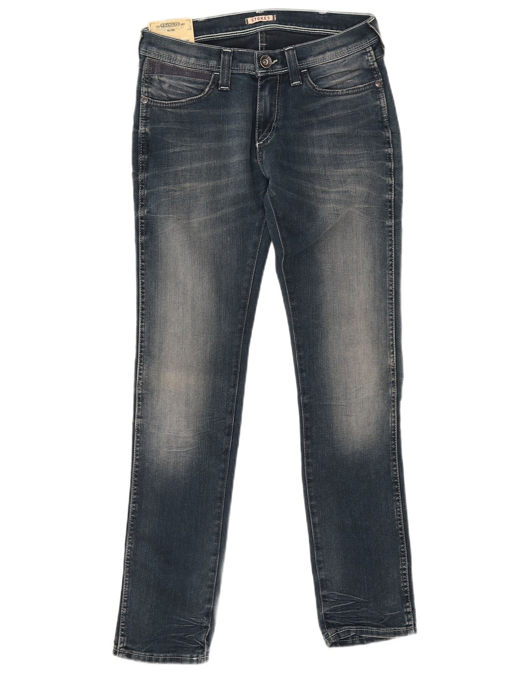 WRANGLER Dame Stokes Slim Jeans W28 L30 Marineblå Bomuld