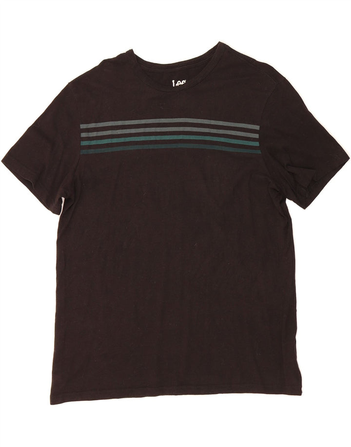 LEE Mens T-Shirt Top Medium Black Striped Cotton Vintage Lee and Second-Hand Lee from Messina Hembry 