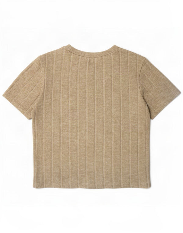 Zara Dame Trafaluc Crop T-Shirt Top UK 10 Small Beige