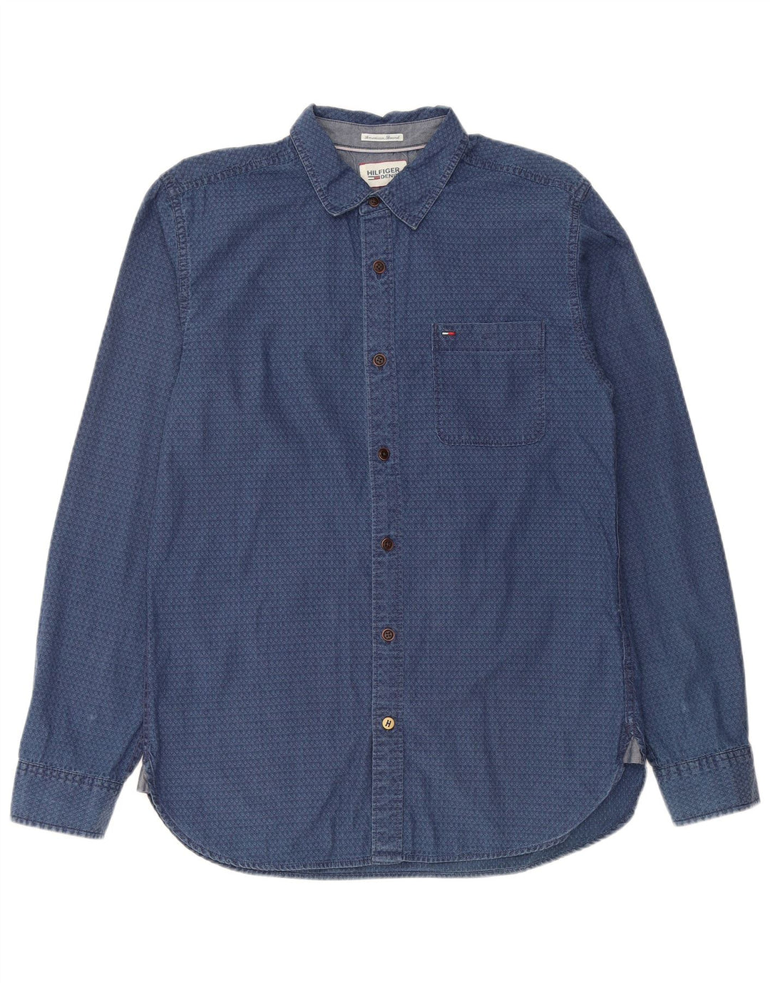 TOMMY HILFIGER Womens Shirt Medium Blue Geometric Cotton