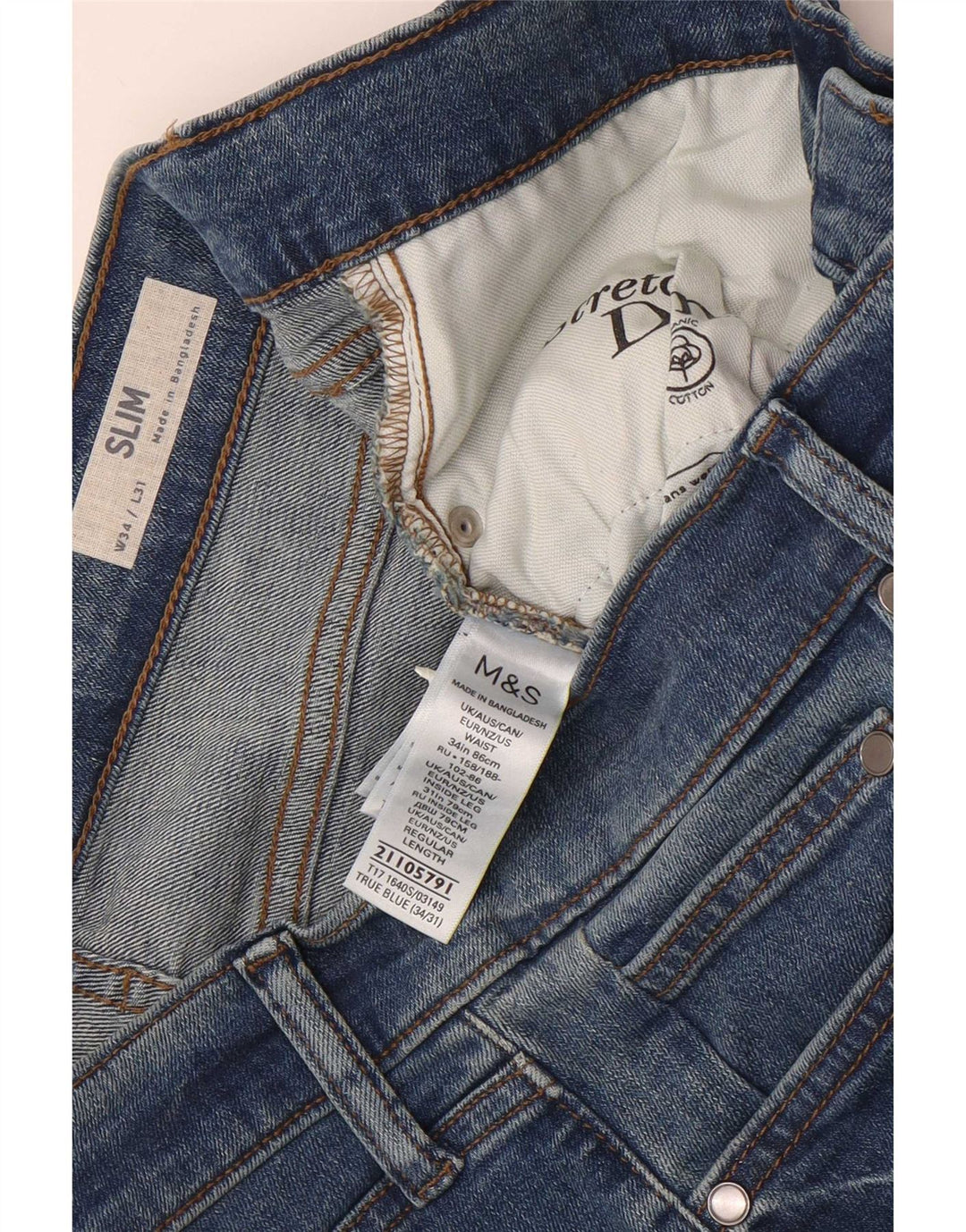 Marks & Spencer Herre Slim Jeans W34 L31 Blå Bomuld