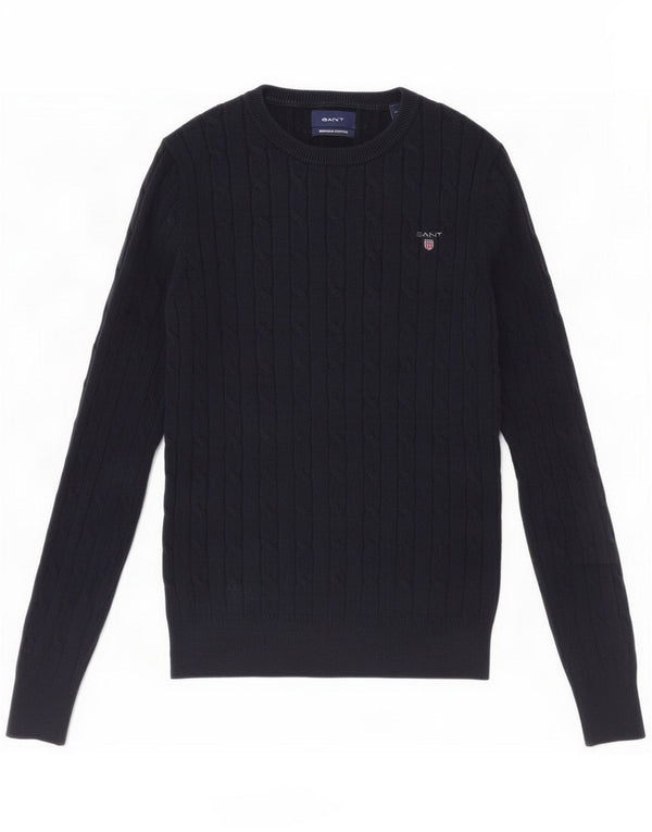 Gant Womens Crew Neck Jumper Sweater UK 6 XS Navy Blue Cotton
