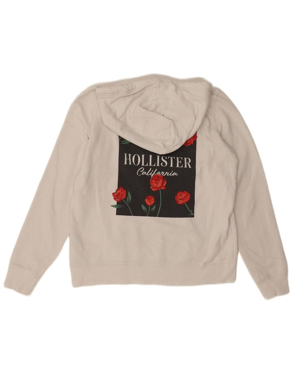 Hollister Grafisk hættetrøje til kvinder UK 14 Medium White Bomuld