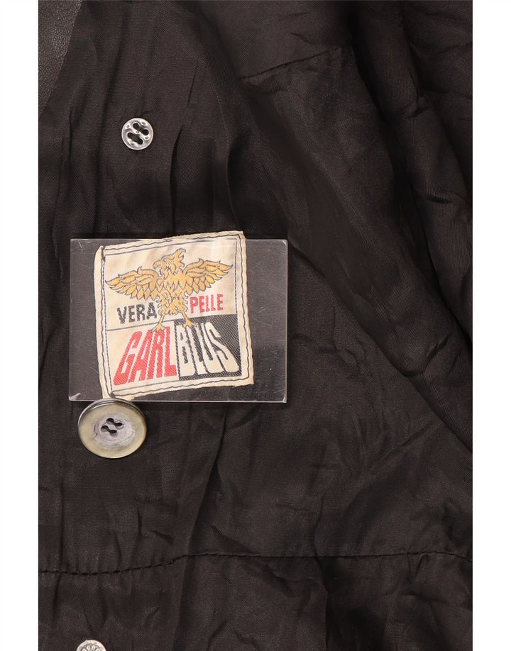 VINTAGE Læderfrakke til kvinder UK 12 Medium Sort Læder