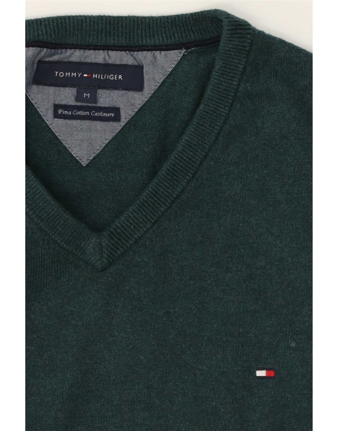 Tommy Hilfiger Herre V-hals sweater Medium Grøn Bomuld