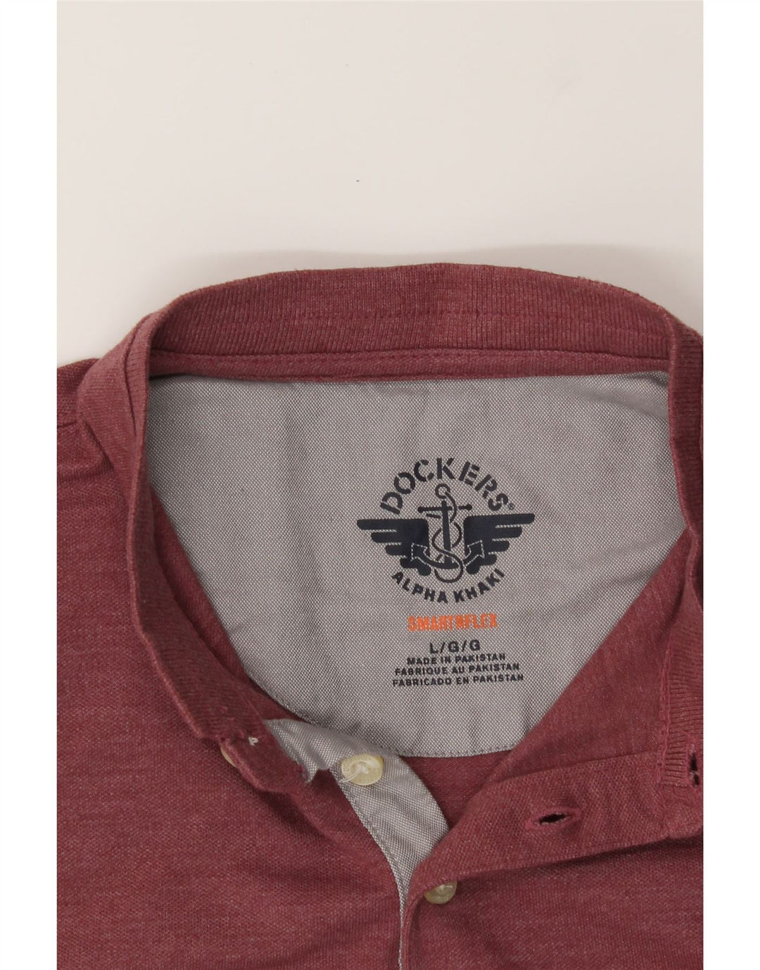 DOCKERS Mens Polo Shirt Large Burgundy Polyester Vintage Dockers and Second-Hand Dockers from Messina Hembry 