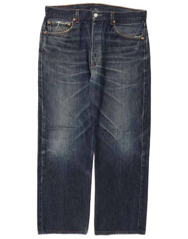 LEVI'S Herre 501 Straight Jeans W34 L28 Blå Bomuld