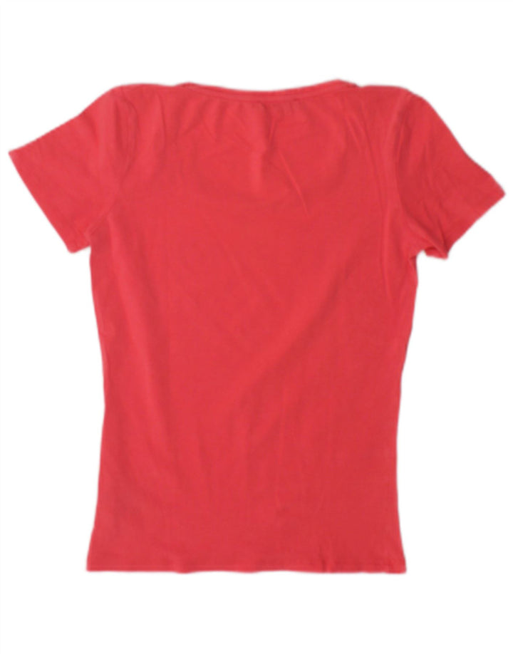 Lee Dame Grafisk T-Shirt Top UK 12 Medium Pink Bomuld