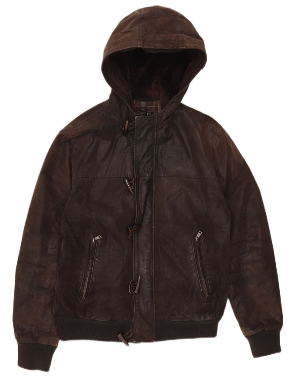 Conbipel Herre Hooded Læderjakke IT 50 Medium Brun Læder
