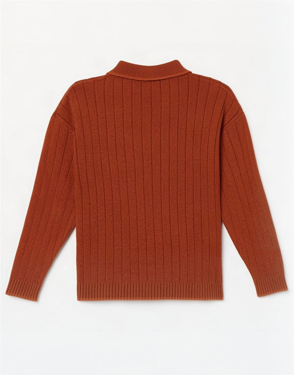 Vintage herre polo hals sweater XL orange bomuld