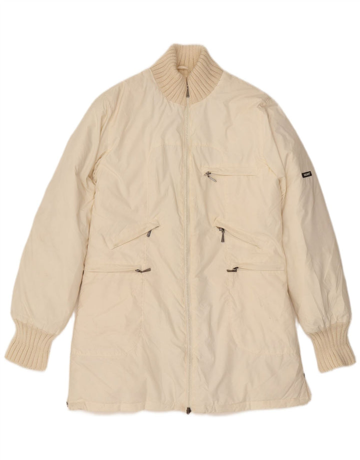 Vintage polstret frakke til kvinder IT 48 XL Off White Polyester