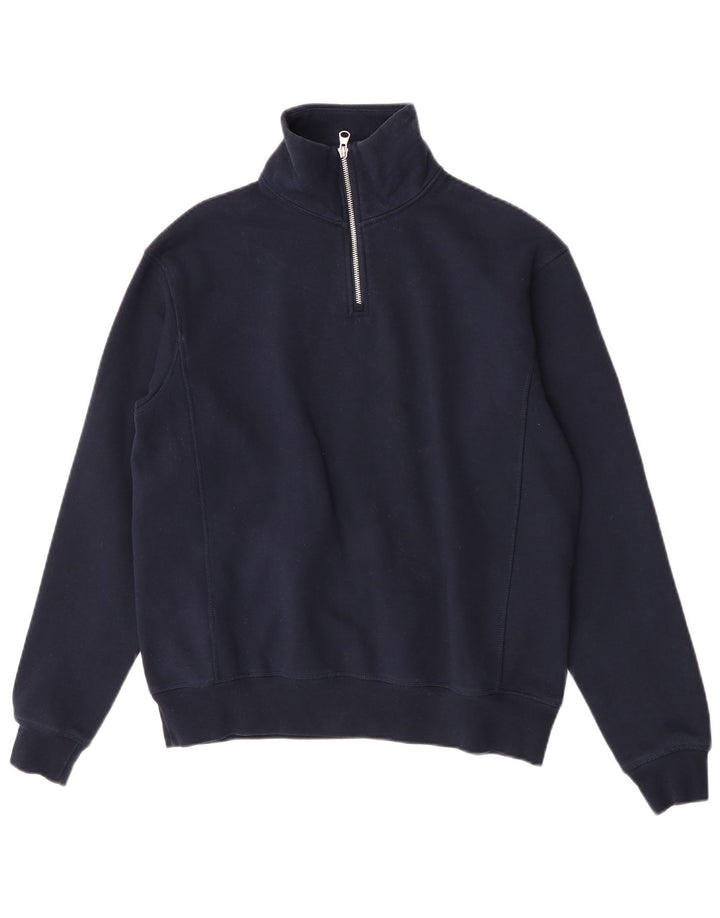 Zara Sweatshirt med lynlås til mænd, lille marineblå polyester