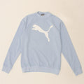 PUMA Womens Graphic Sweatshirt Jumper UK 10 Small Blue Vintage Puma and Second-Hand Puma from Messina Hembry 