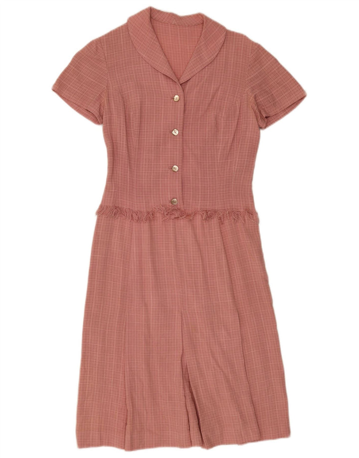Vintage Dame A-Line Kjole UK 8 Small Pink Check