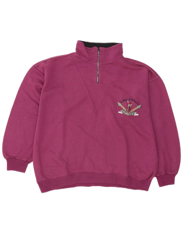 Gianluca Lorenzi Womens Graphic Zip Neck Sweatshirt Jumper UK 18 XL Purple