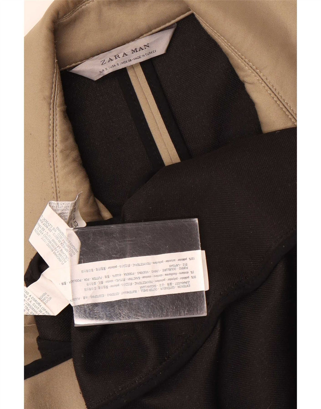 Zara Herre Dobbeltradet Frakke UK 36 Small Beige Polyester