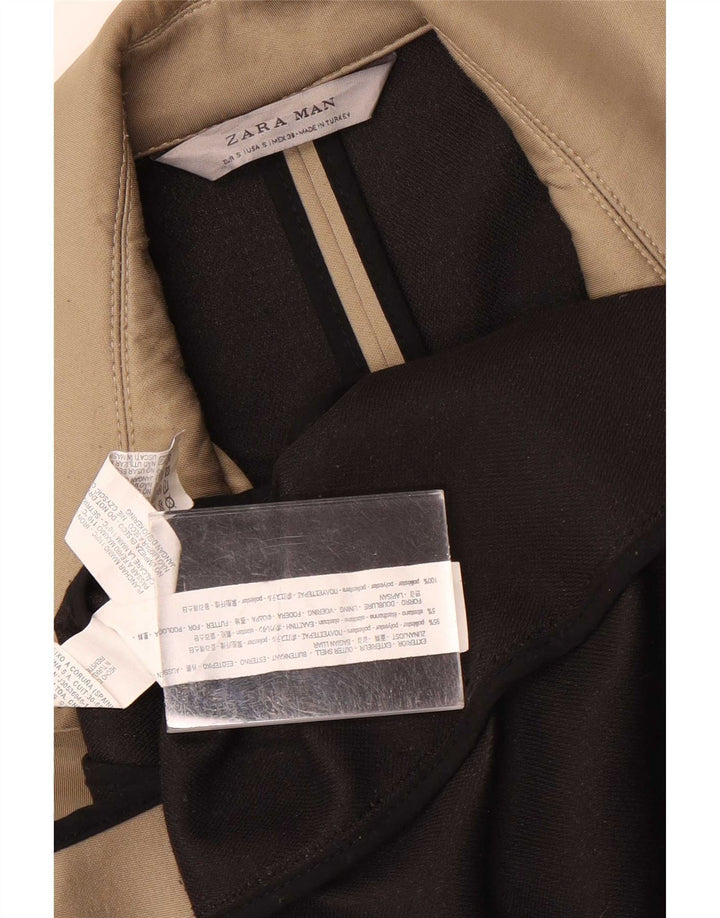 Zara Herre Dobbeltradet Frakke UK 36 Small Beige Polyester